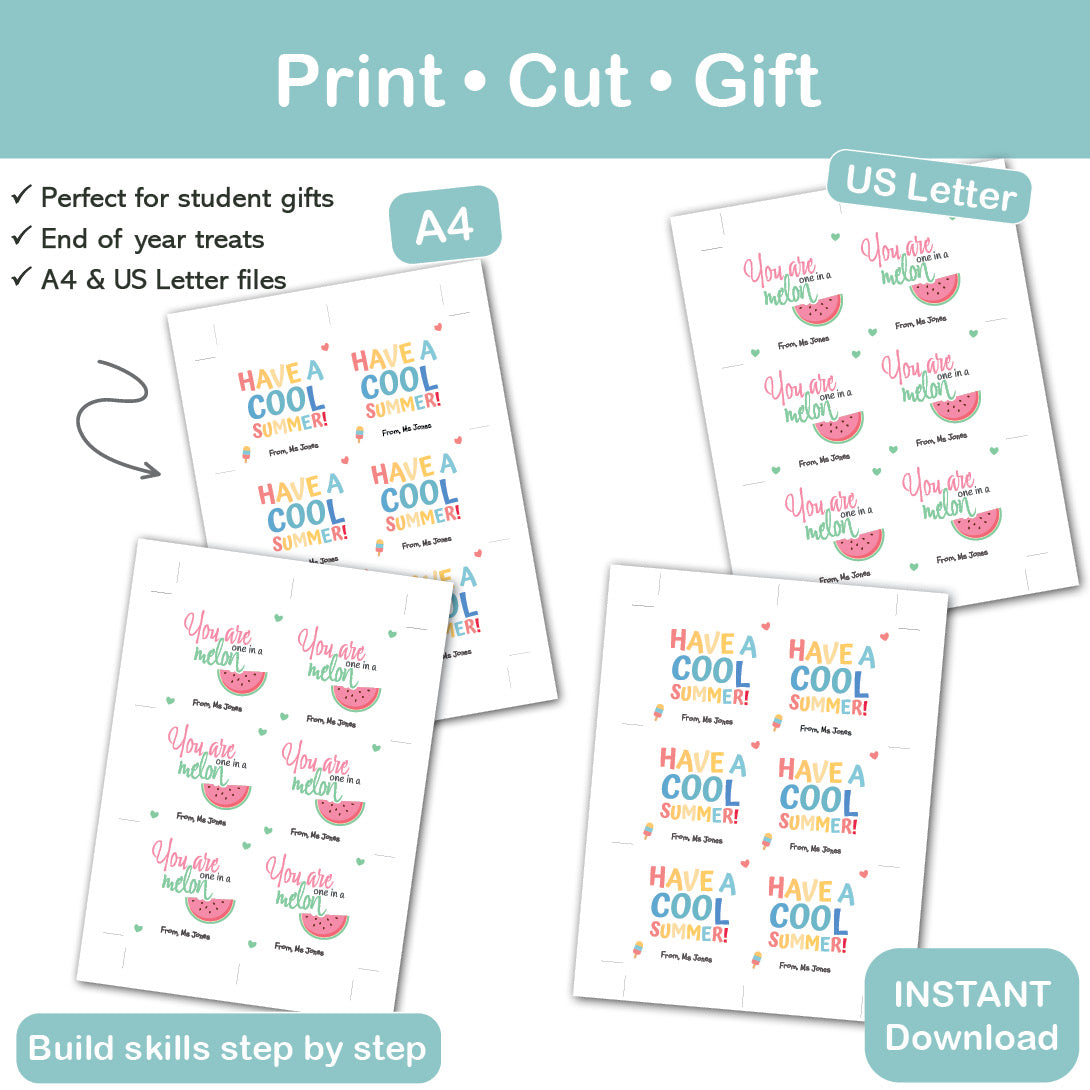 summer student gift tags printable for last day of school treats and classroom gifts