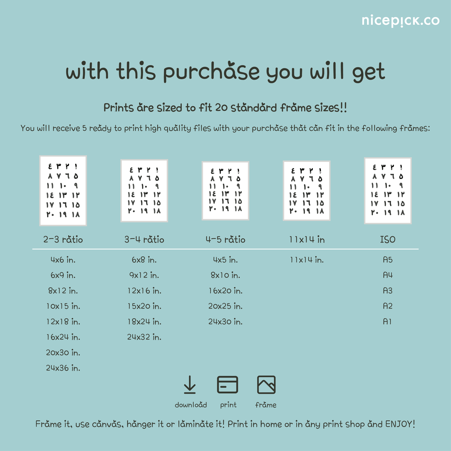 Arabic Numbers Poster in grey and white – soft minimalist digital artwork for nurseries and classrooms.