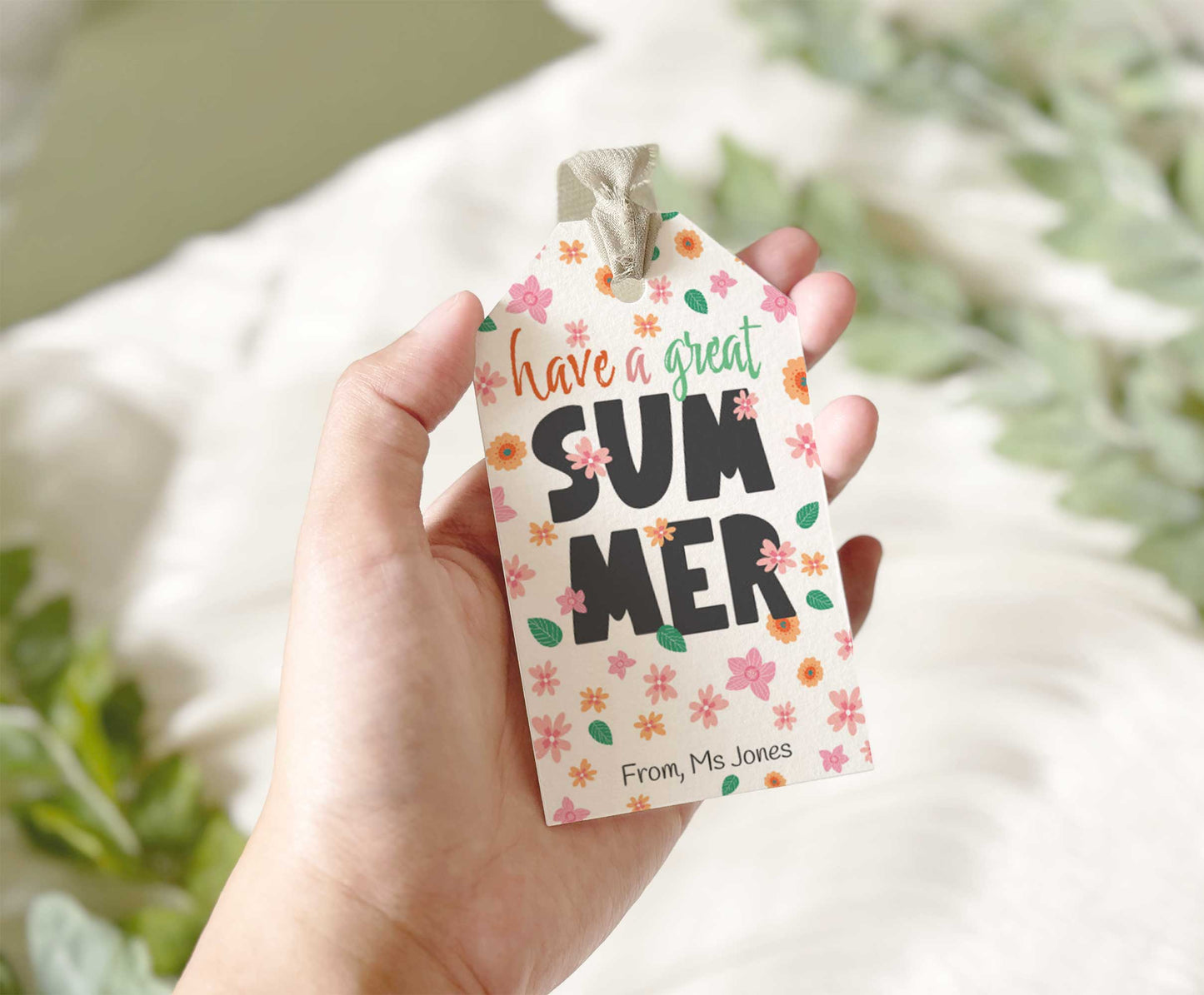 summer student gift tags printable with editable teacher name for end of year classroom gifts