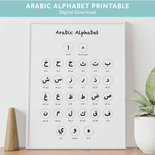 Arabic Alphabet Printable Wall Art | Montessori Nursery Decor | Islamic Kids Room Poster | Digital Download