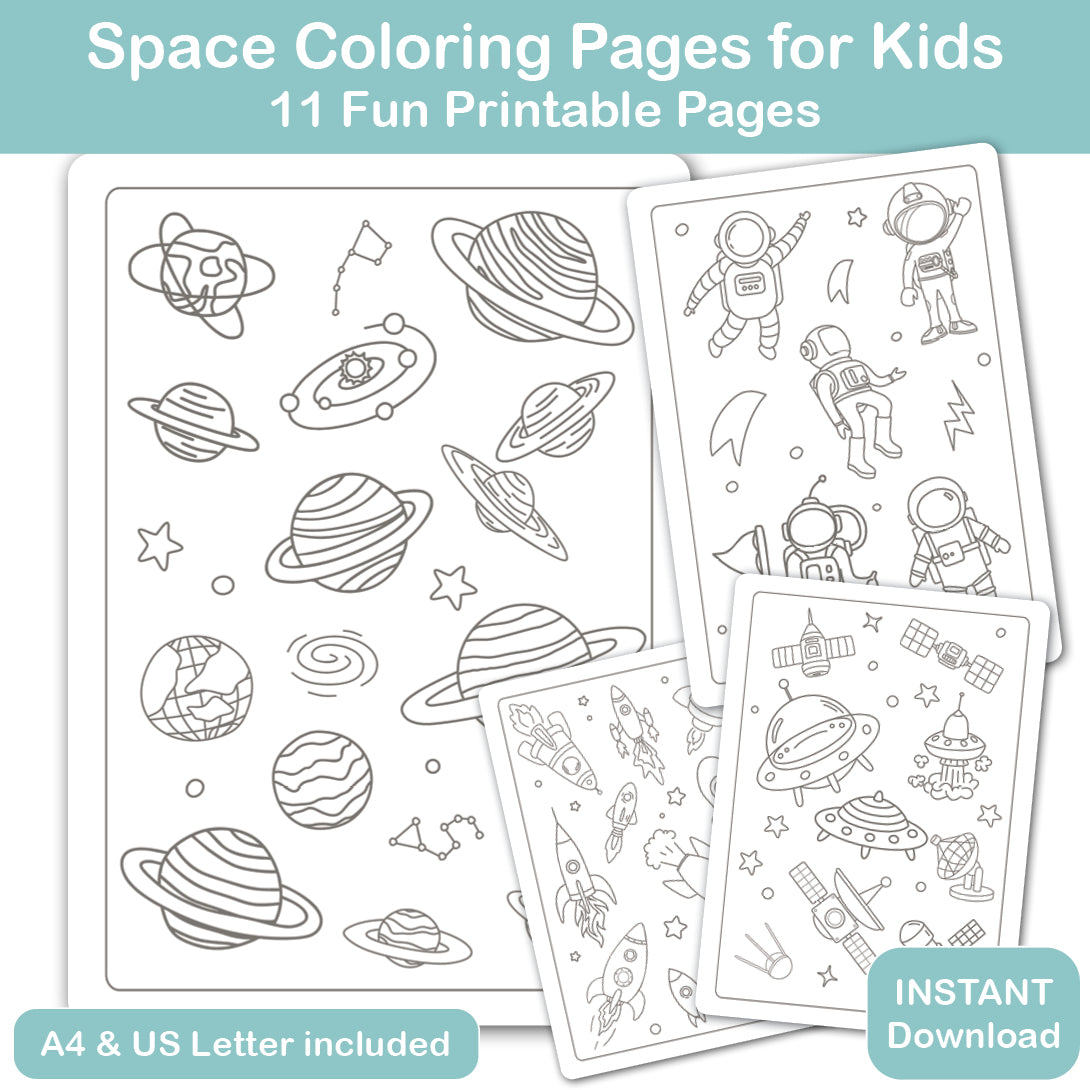 space coloring pages for kids printable 11 pages rockets planets astronauts pdf