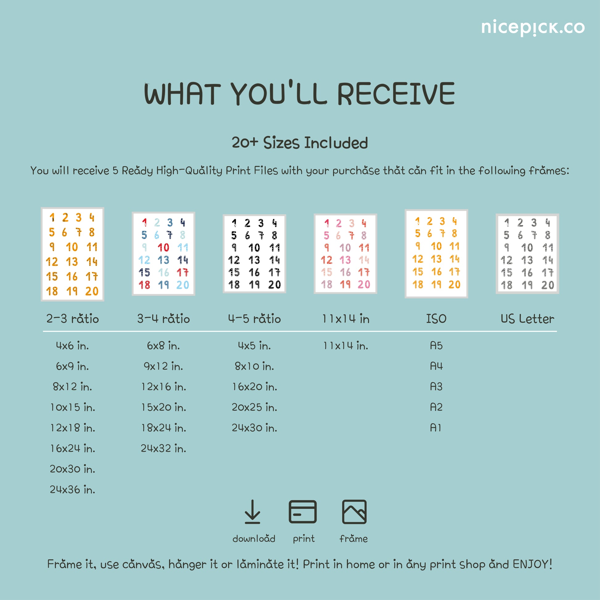 preschool numbers printable chart 1 to 20