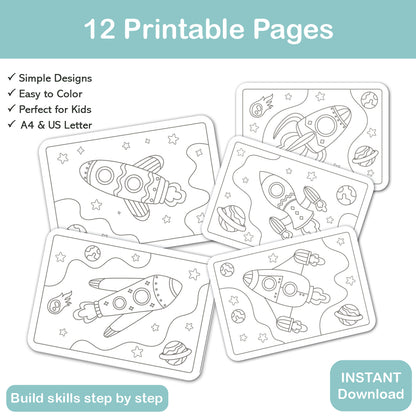 kids rocket coloring book printable simple space coloring pages for children pdf