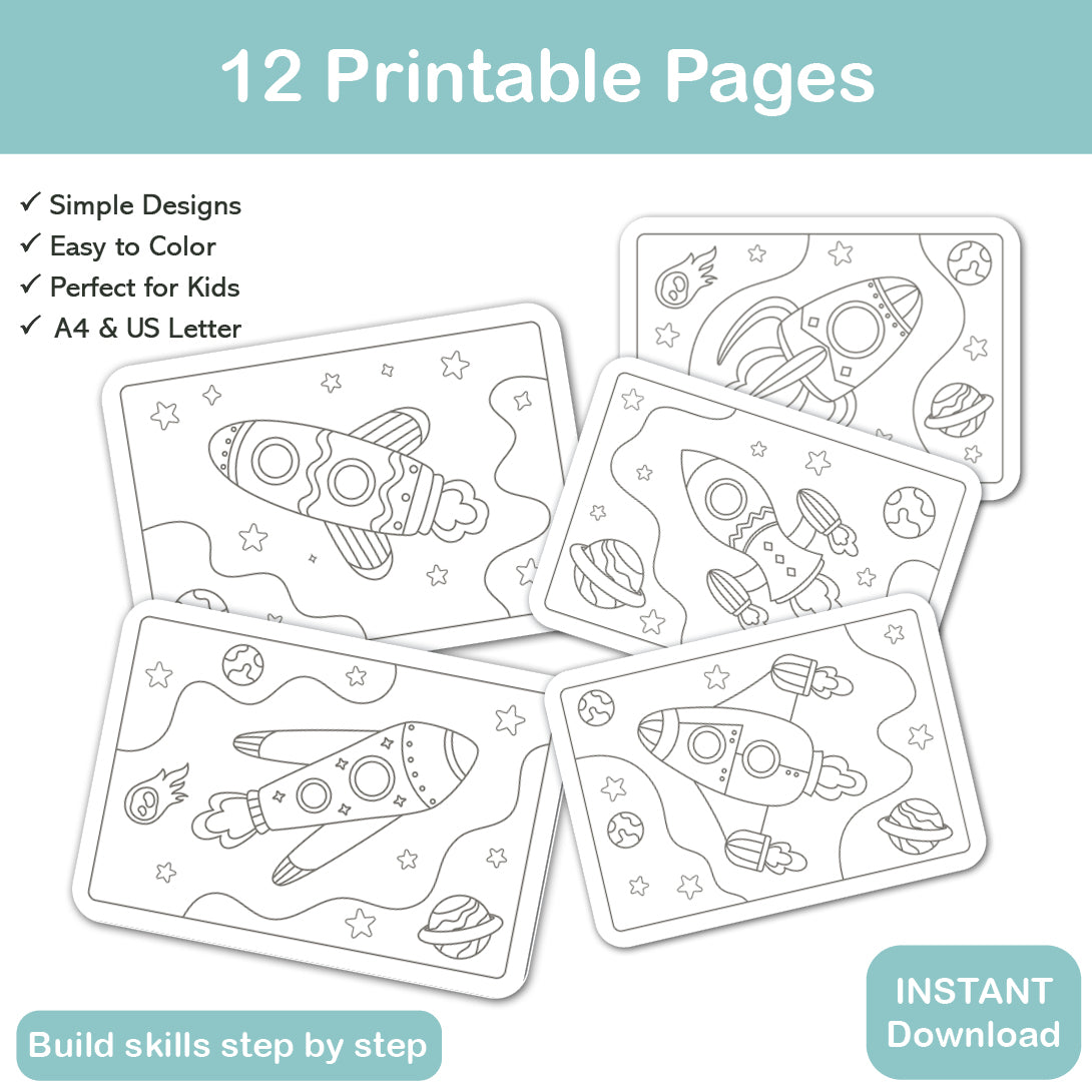 kids rocket coloring book printable simple space coloring pages for children pdf