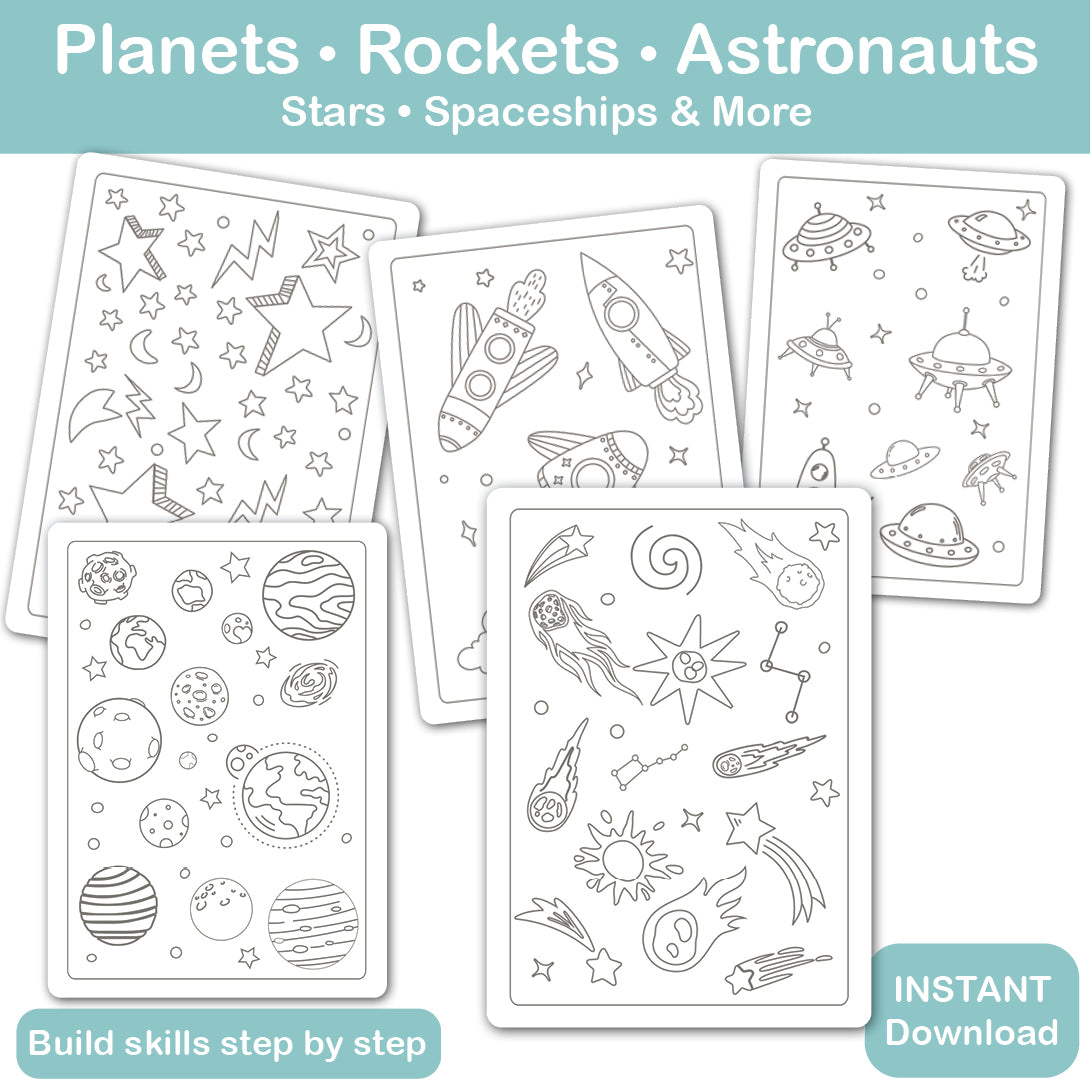 kids space coloring book printable easy coloring pages with rockets and planets pdf