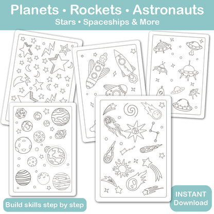 kids space coloring book printable easy coloring pages with rockets and planets pdf