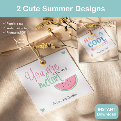 have a cool summer gift tags printable for teacher gifts to students