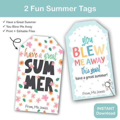 have a great summer gift tags printable for teacher gifts to students