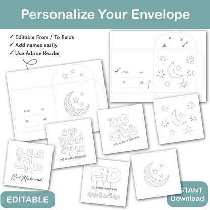 square eid envelope coloring templates printable for kids eid gifts and activities