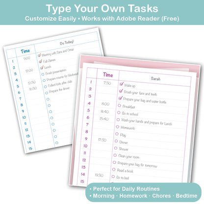 editable kids routine chart printable download print customize tasks daily schedule chart for kids