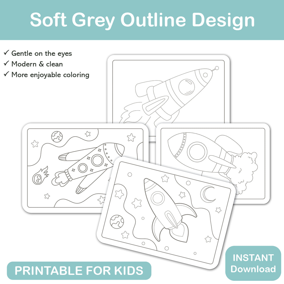 printable rocket coloring pages for kids easy designs with soft grey outlines pdf