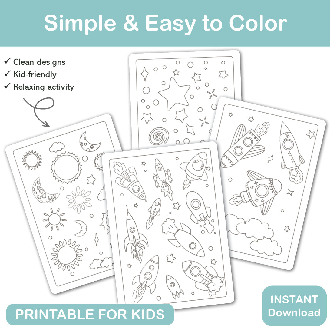 printable space coloring pages for kids simple designs astronauts rockets pdf