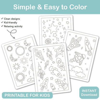 printable space coloring pages for kids simple designs astronauts rockets pdf