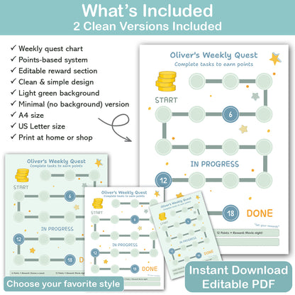 kids reward chart printable light green design routine chart pdf for daily habits and chores