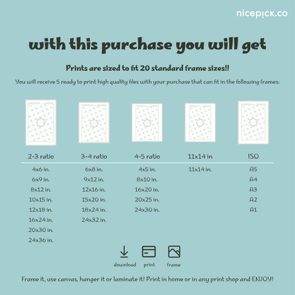 Ramadan Qur’an reading tracker printable in multiple frame sizes and formats