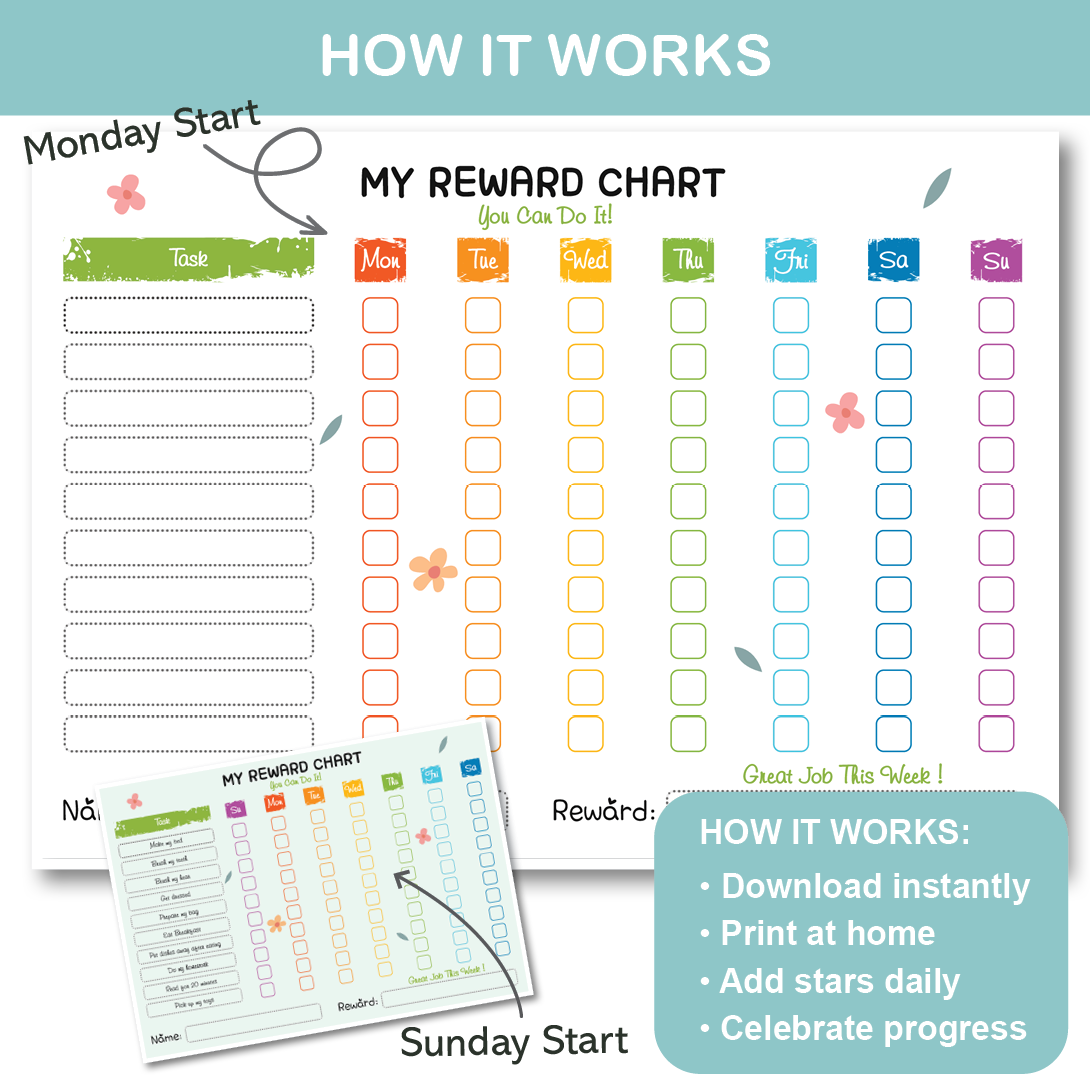 bilingual kids reward chart bundle english arabic printable behavior charts set for families