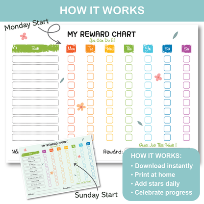 bilingual kids reward chart bundle english arabic printable behavior charts set for families