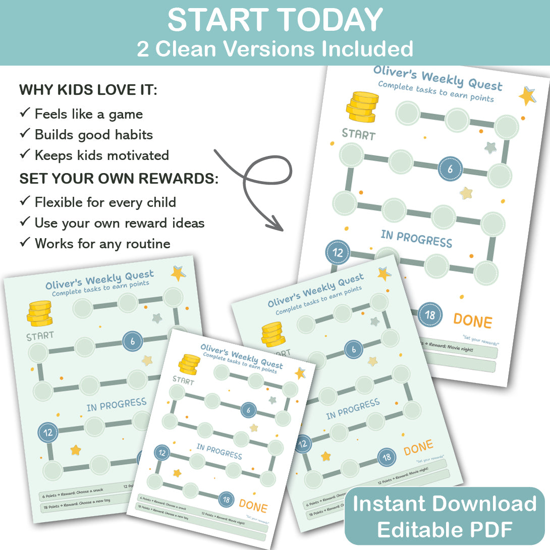 bilingual kids reward chart bundle english arabic printable routine and chore chart pdf