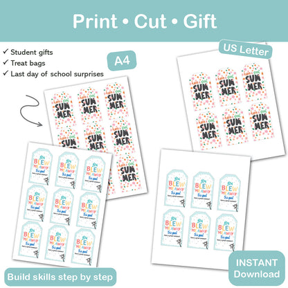 end of year summer gift tags printable for last day of school treats and student gifts