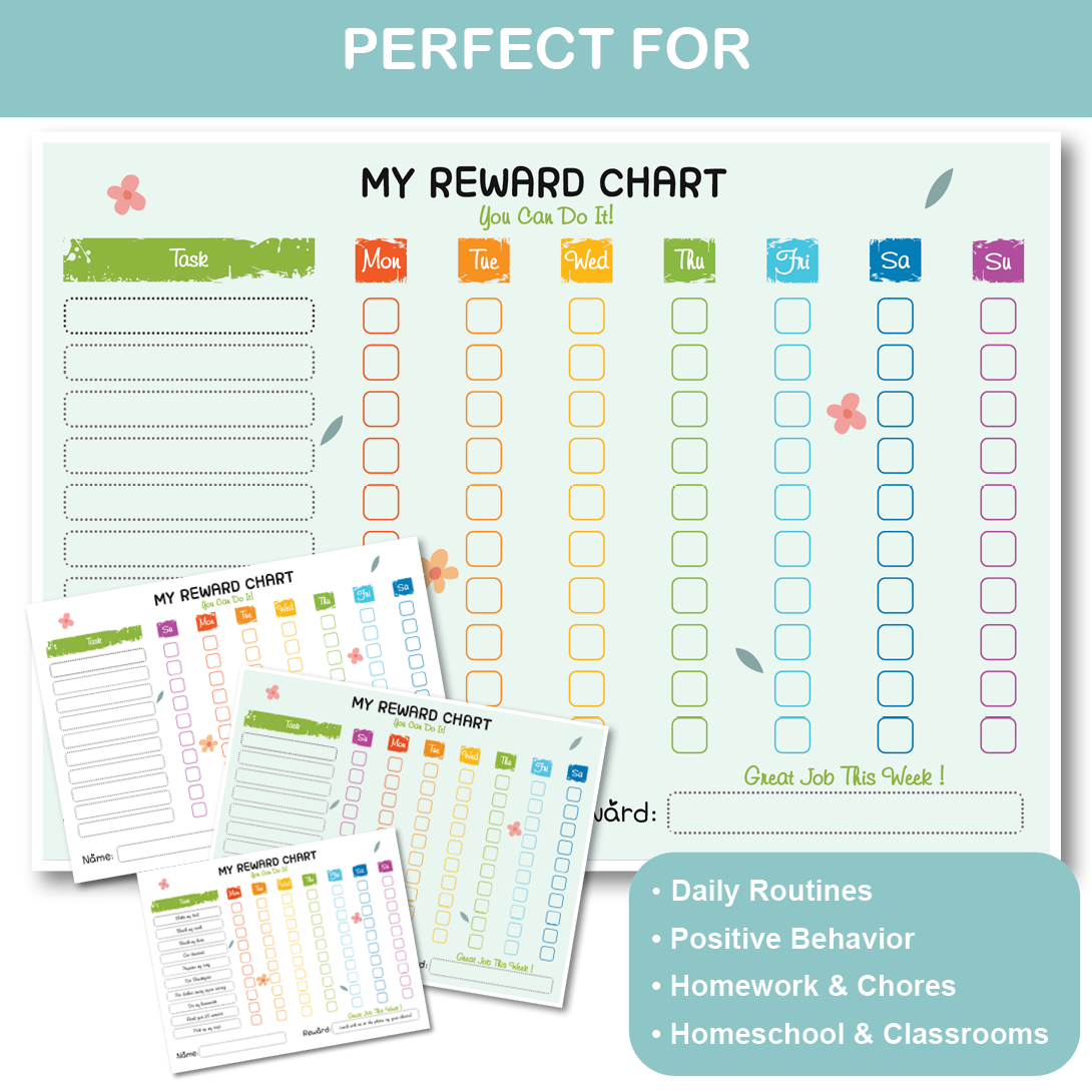 printable reward chart pdf instant download kids behavior tracking system easy to print
