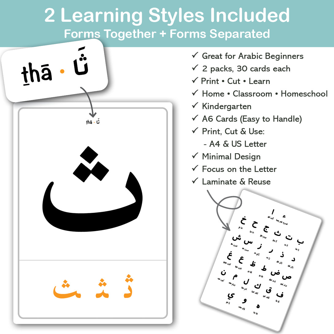 arabic alphabet forms learning cards