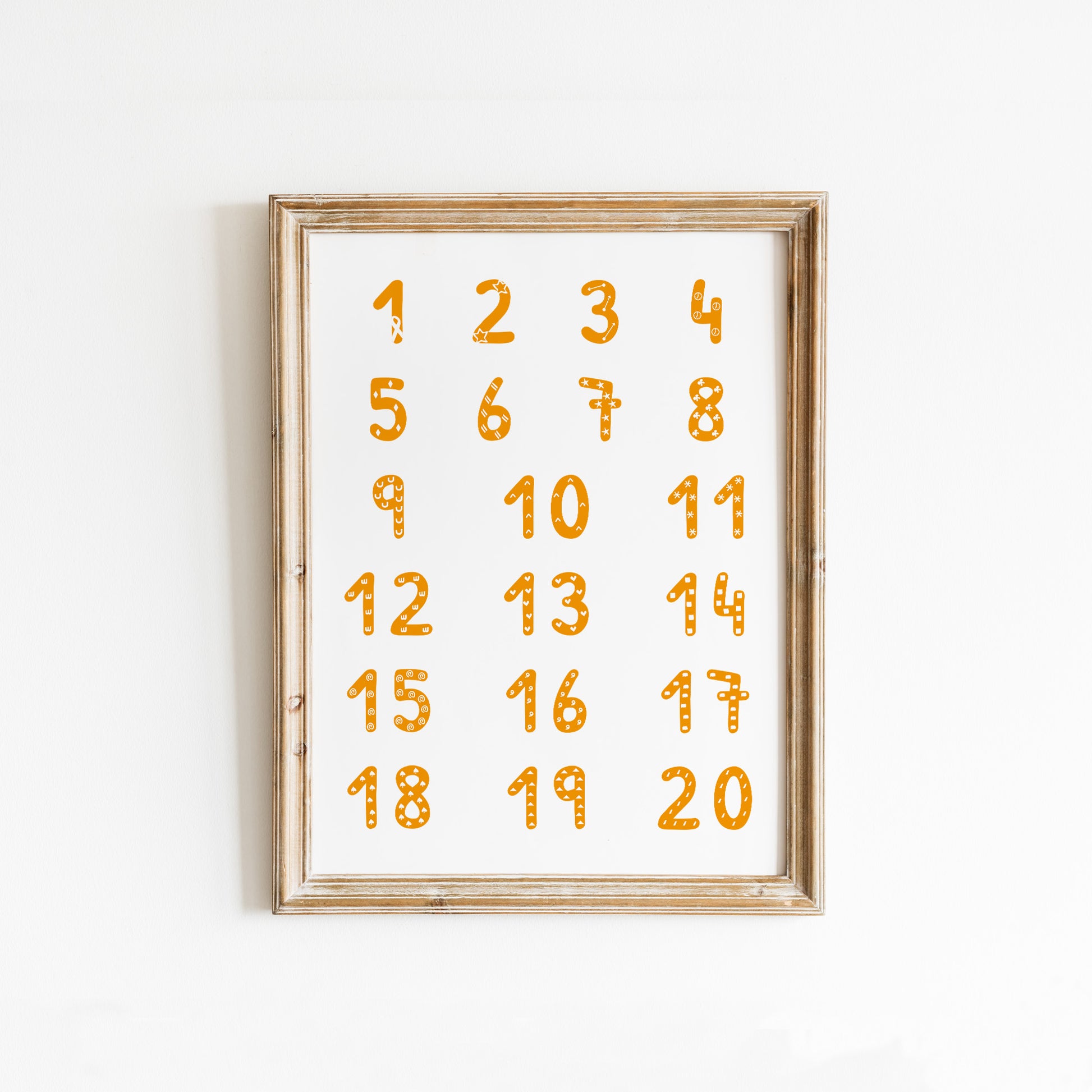 colorful numbers wall art printable for playroom