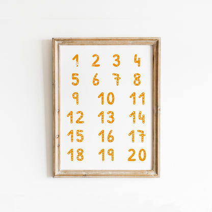 colorful numbers wall art printable for playroom
