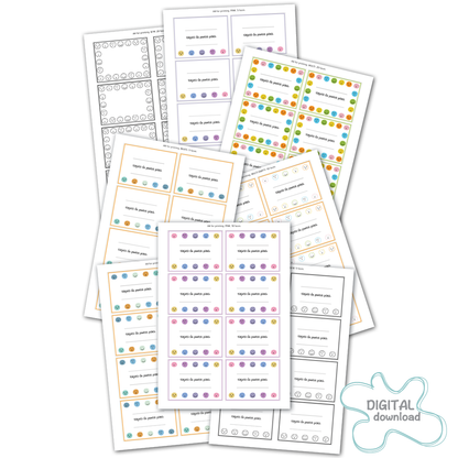 Set of printable Spanish punch cards for classroom and home reward systems