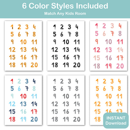 kids printable wall art numbers learning chart