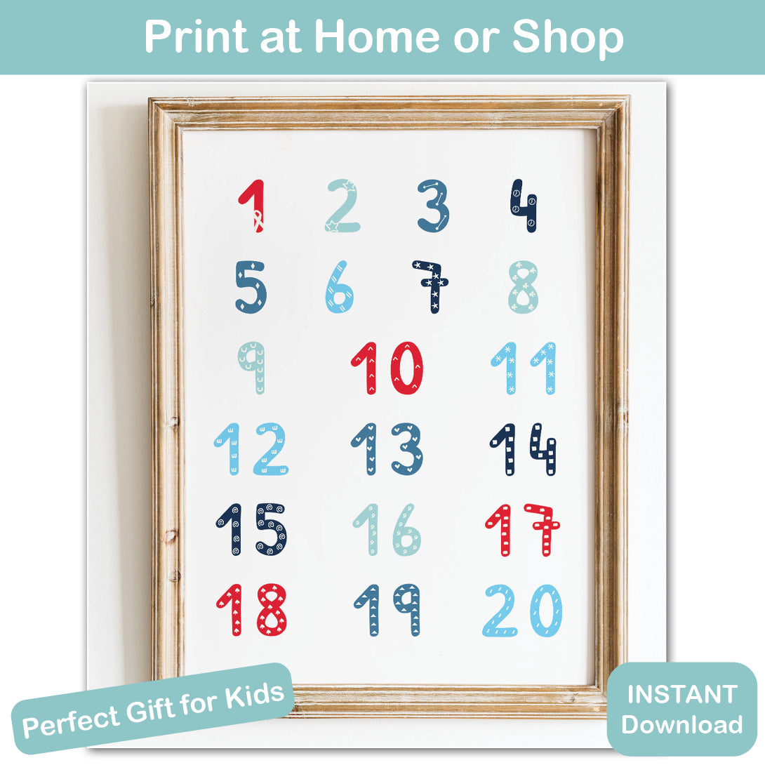 kids learning numbers chart modern design printable