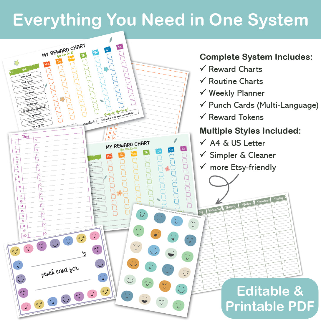 kids reward chart printable floral and neutral designs