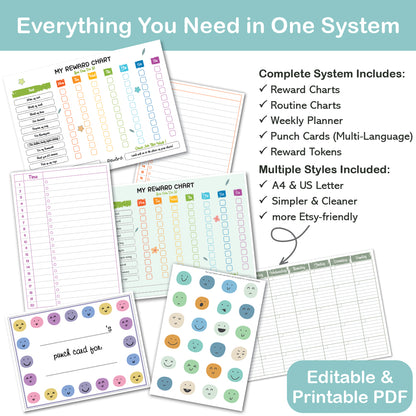 kids reward chart printable floral and neutral designs