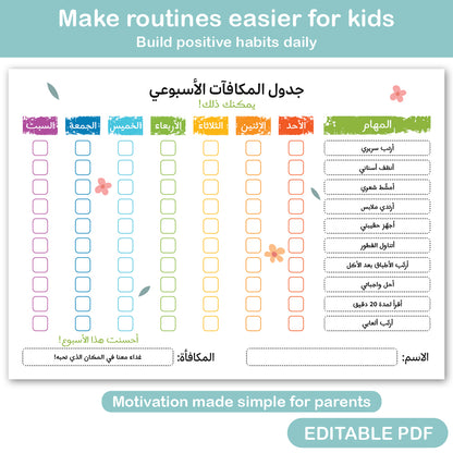 kids reward chart printable for daily routines behavior tracking and motivation bilingual system