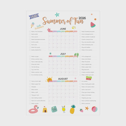 printable summer bucket list calendar for family activities and summer break