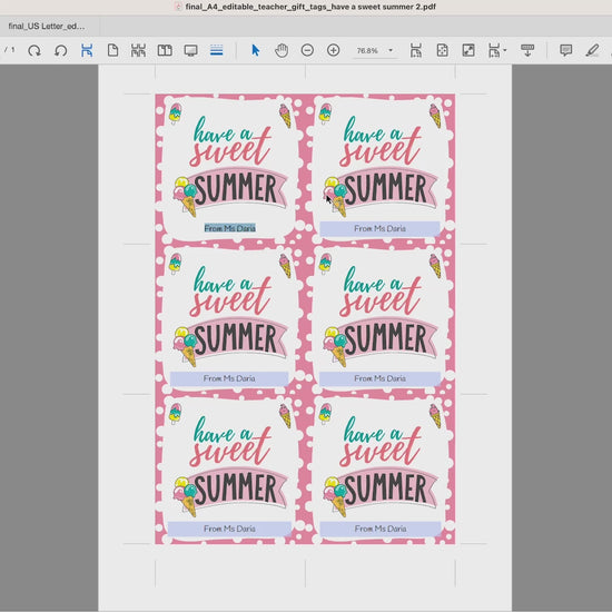 summer student gift tag printable for end of year classroom treats and sweets